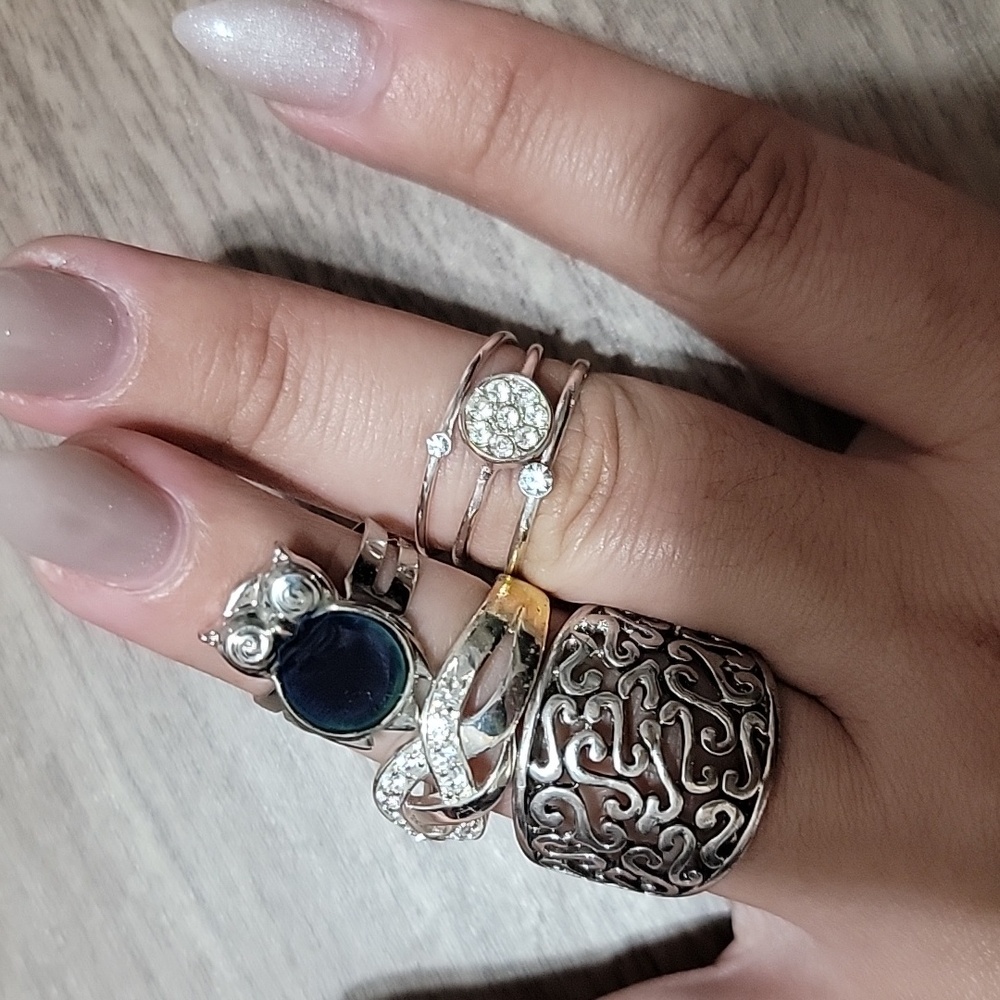 Silver Tone Ring Bundle